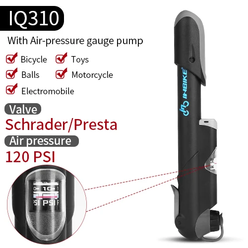 IQ310 INBIKE мини портативный велосипедный насос с манометром велосипедный насос дорожный велосипед MTB воздушный насос 120PSI 20 см IQ310 - Цвет: IQ310