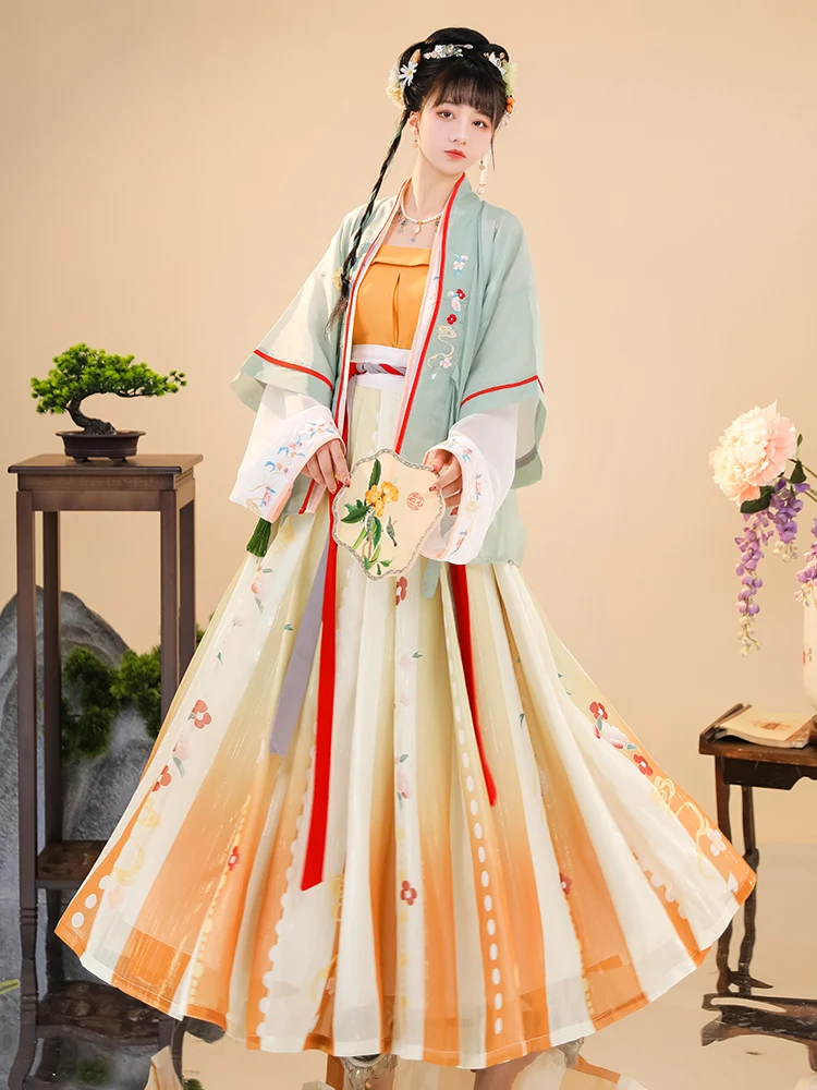 

Song Dynasty Hanfu Dress Female Chinese Style Summer Improved Ancient Costume Spring and Autumn Fairy Daily Thin Style Full Set