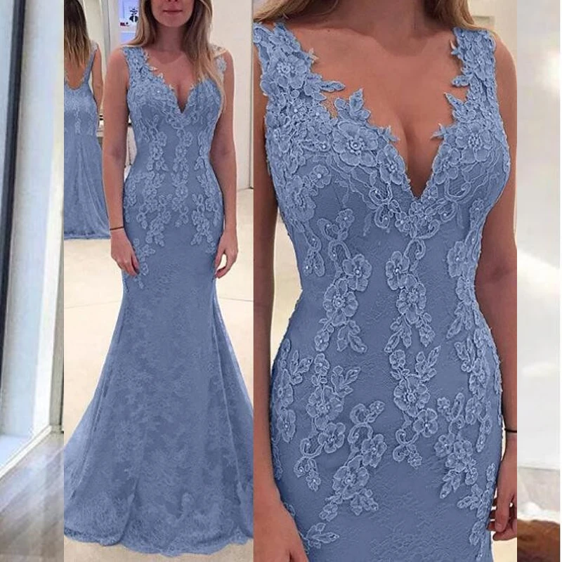 

Simple Evening Dresses Long Deep V-Neck Sleeveless Floor Length Formal Party Gowns Evening Dress Vestidos de festa longo