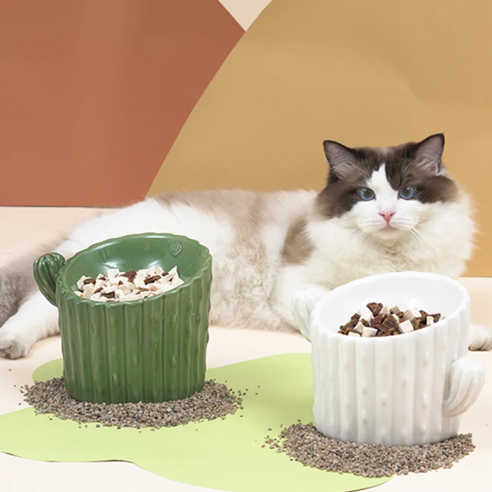 

1Pc Decorative Pet Bowl High Base Protective Cat Bowl Pet Feeding Bowl (White)