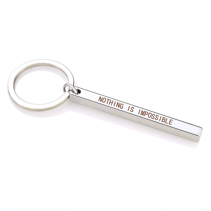 Nothing Is Impossible Inspirational Quote Keychain Letters Engraved Stainless Steel Car Key Chain Ring Accessories Gifts | Украшения и