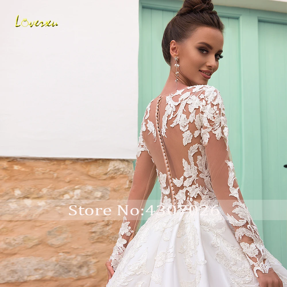 Loverxu бальное платье с круглым вырезом свадебные платья нежные Аппликации длинные