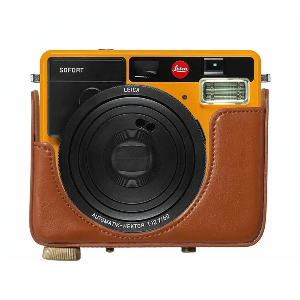 Жесткий чехол для камеры Leica Sofort сумка с плечевым ремнем коричневого цвета