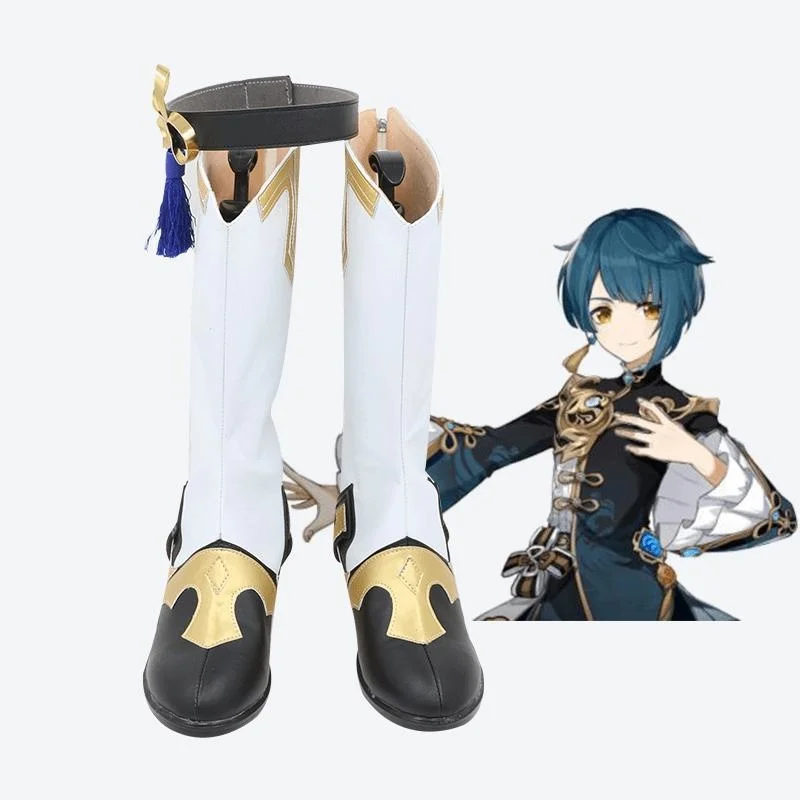 

Anime Game Genshin Impact Xingqiu Shoes Cosplay Christmas Costume Accessories Women Men White Fancy Boots Custom-made Size