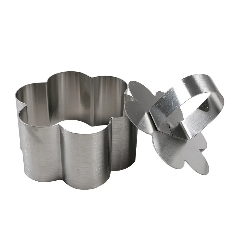

5PCS Stainless Steel Cake Mold Dessert Mousse Mould with Pusher and Lifter Cooking Rings for Kitchen H88F