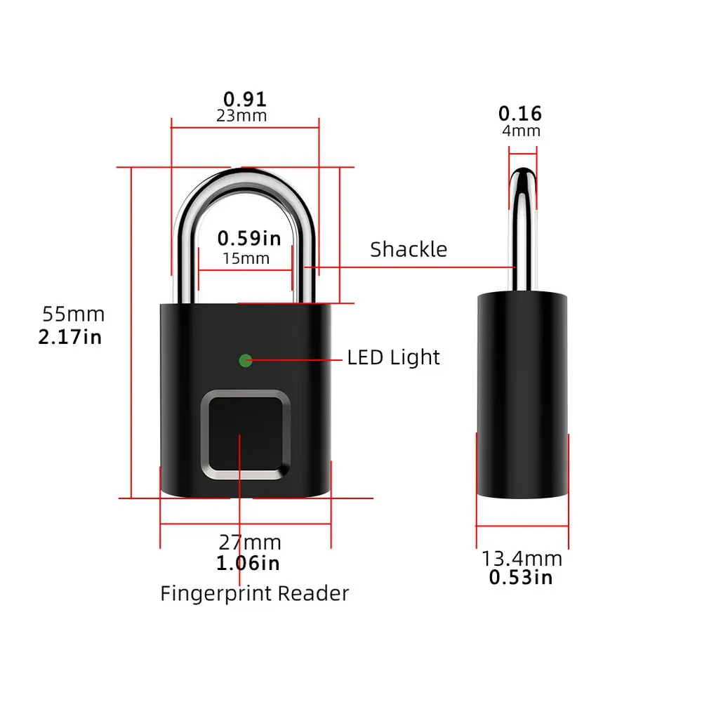 

Mini Unlock Rechargeable Smart Lock Keyless Fingerprint Lock Anti-theft Security Padlock Door Luggage Lock Small Box Right Pull