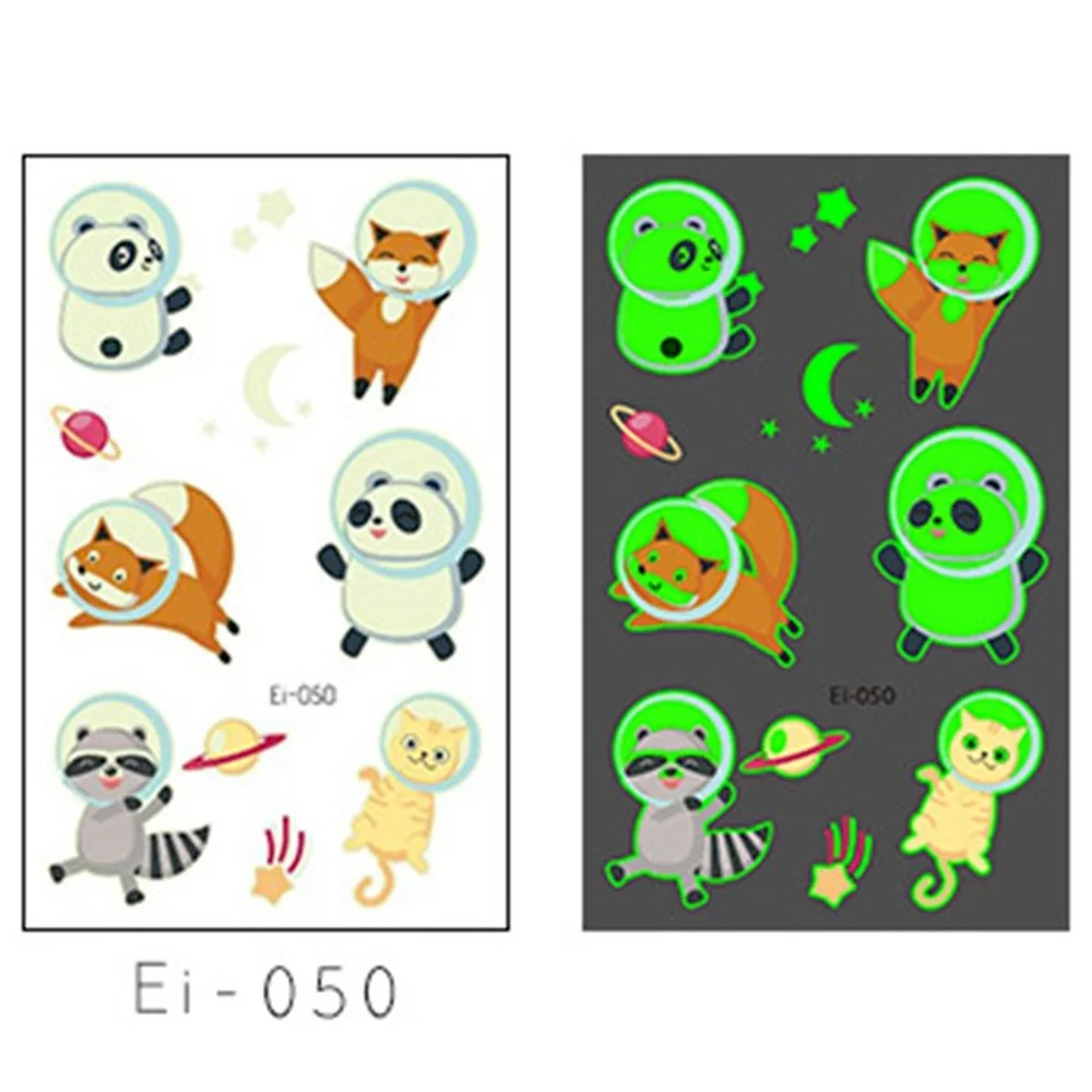 Светящийся астронавт Вселенная временные татуировки наклейки для детей