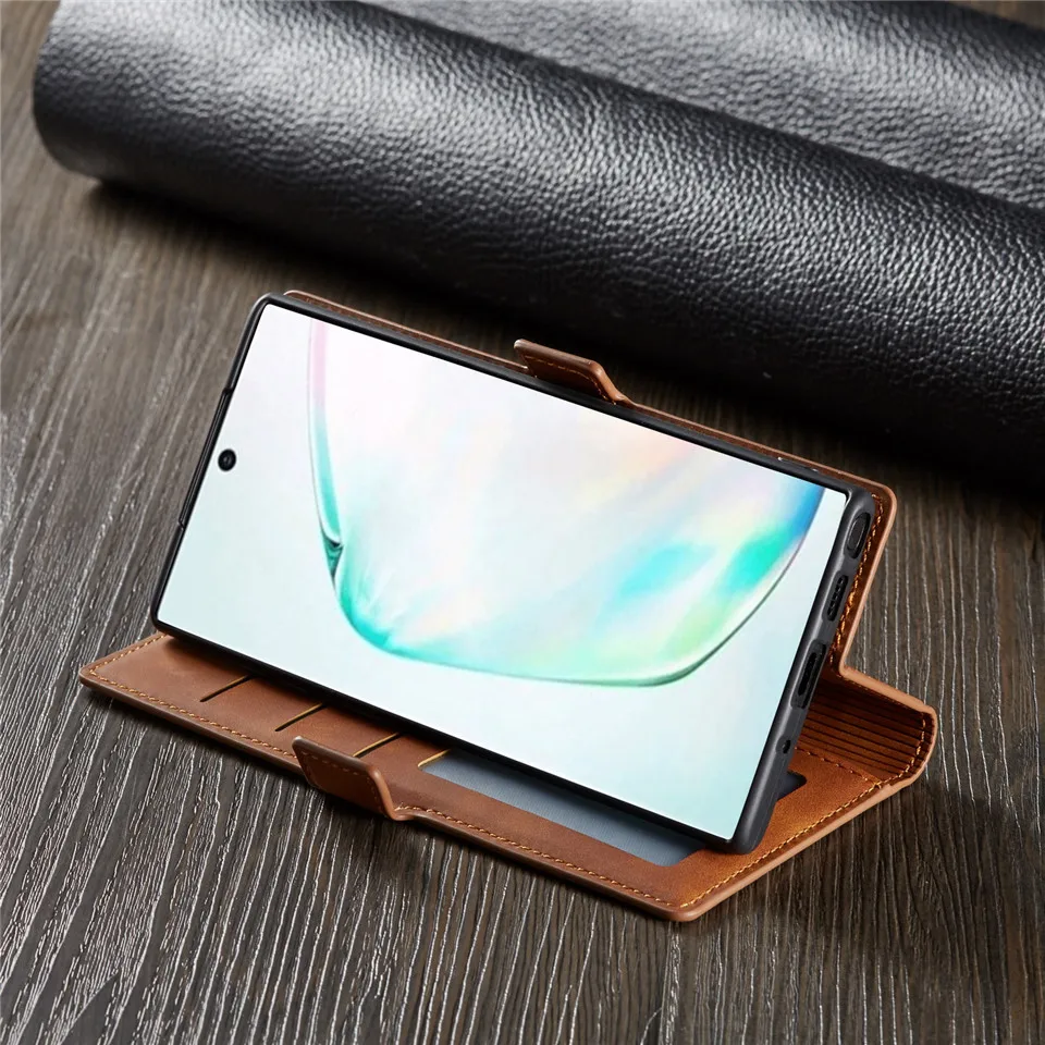 Роскошный кожаный флип чехол для телефона Samsung Galaxy Note 10 Plus Pro магнитный