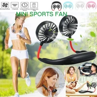 portable double fans neck hanging cooling fan outdoor usb rechargeable mini sports fan portable fan