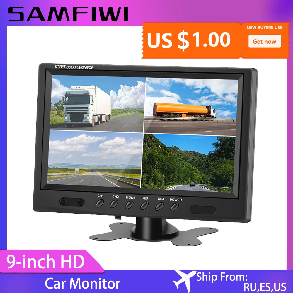 9-дюймовый TFT ЖК-дисплей Раздельный экран четырёхъядерный монитор система