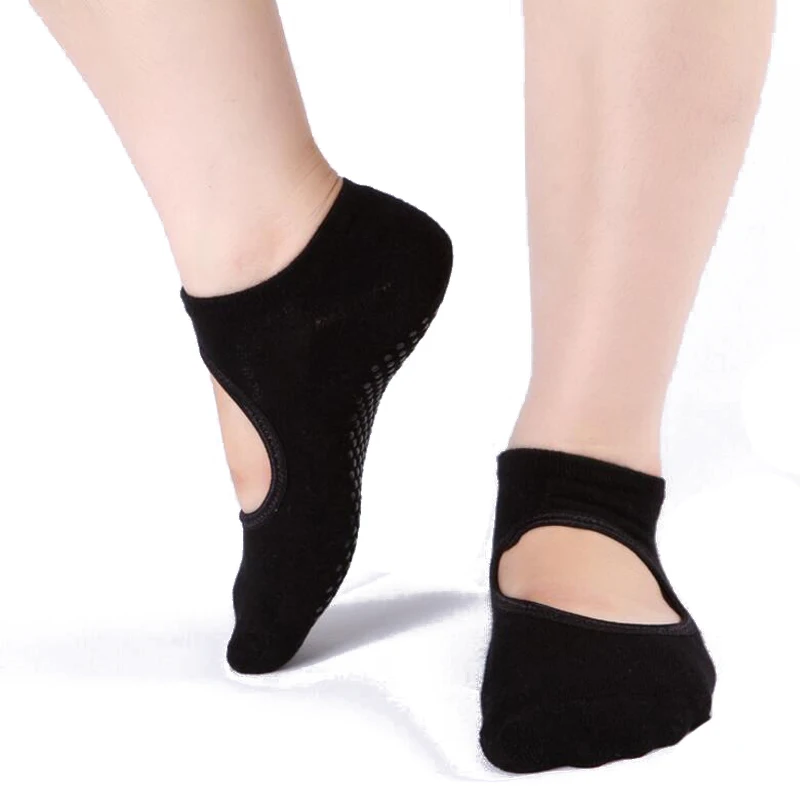 Женские носки для йоги Нескользящие силиконовые с пятью пальцами и открытой