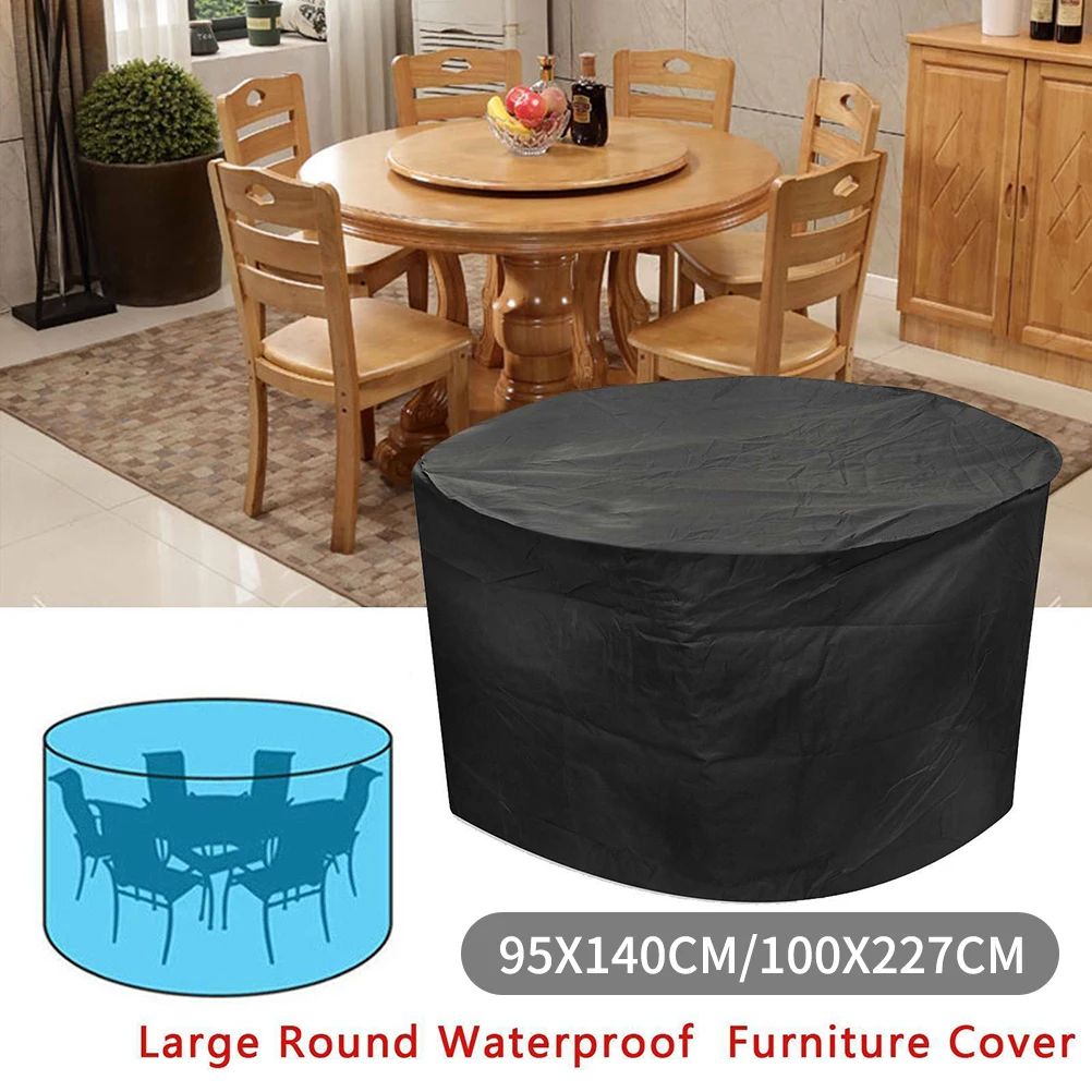 

1 Pieces Large Black Table Chair Cover Round Outdoor Waterproof Garden Furniture Covers 2021 New