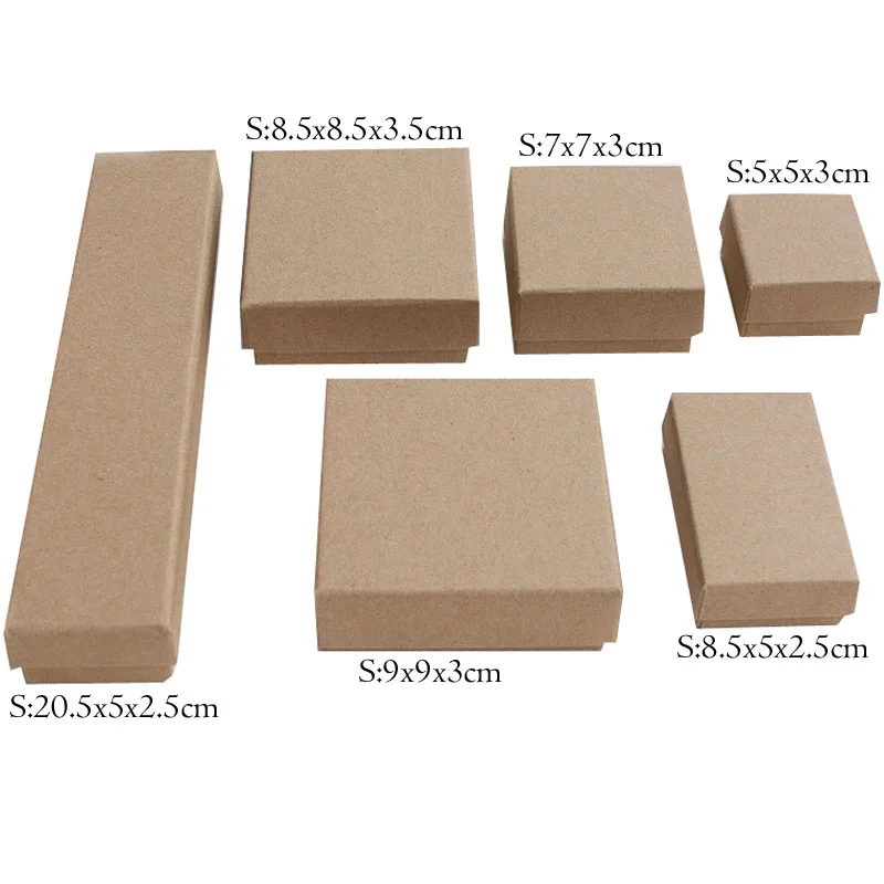Free Shipping Wholesale Brown Kraft Paper 5*5*3cm Box Jewelry Ring Earring Packaging Boxes Jewellery 100pcs Ring Packing Box