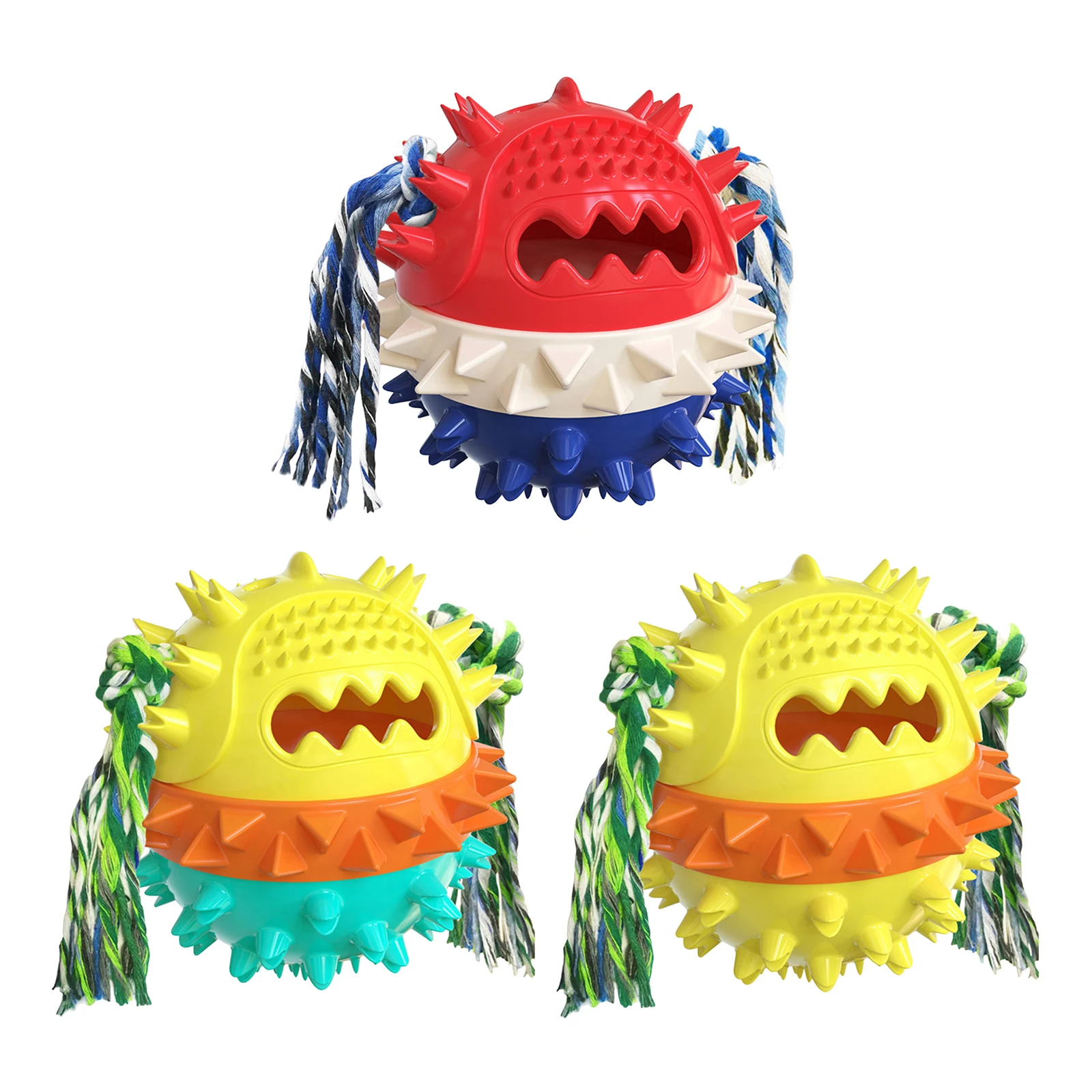 

Dog Chew Toys Molar Ball with Rope Indestructible Teething Cleaning Play Toy