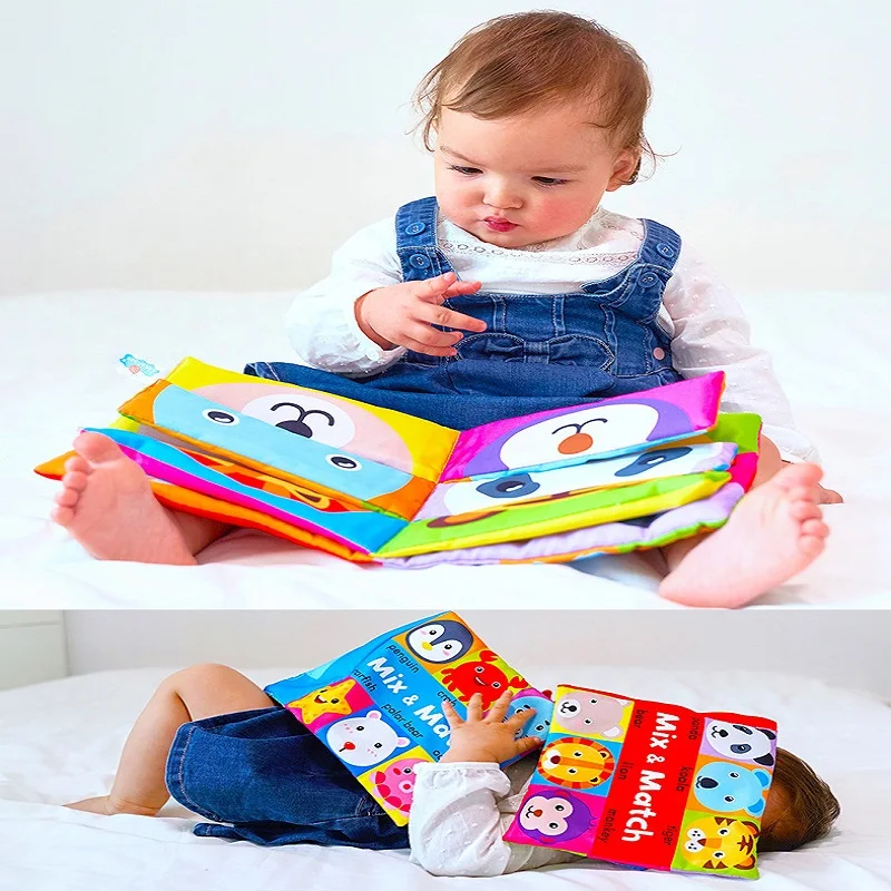 

Cartoon Animal Face Matching Cloth Book Torn Baby Stereo Cloth Book Montessori Early Learning Teaching Toddler Books 6-12 Months