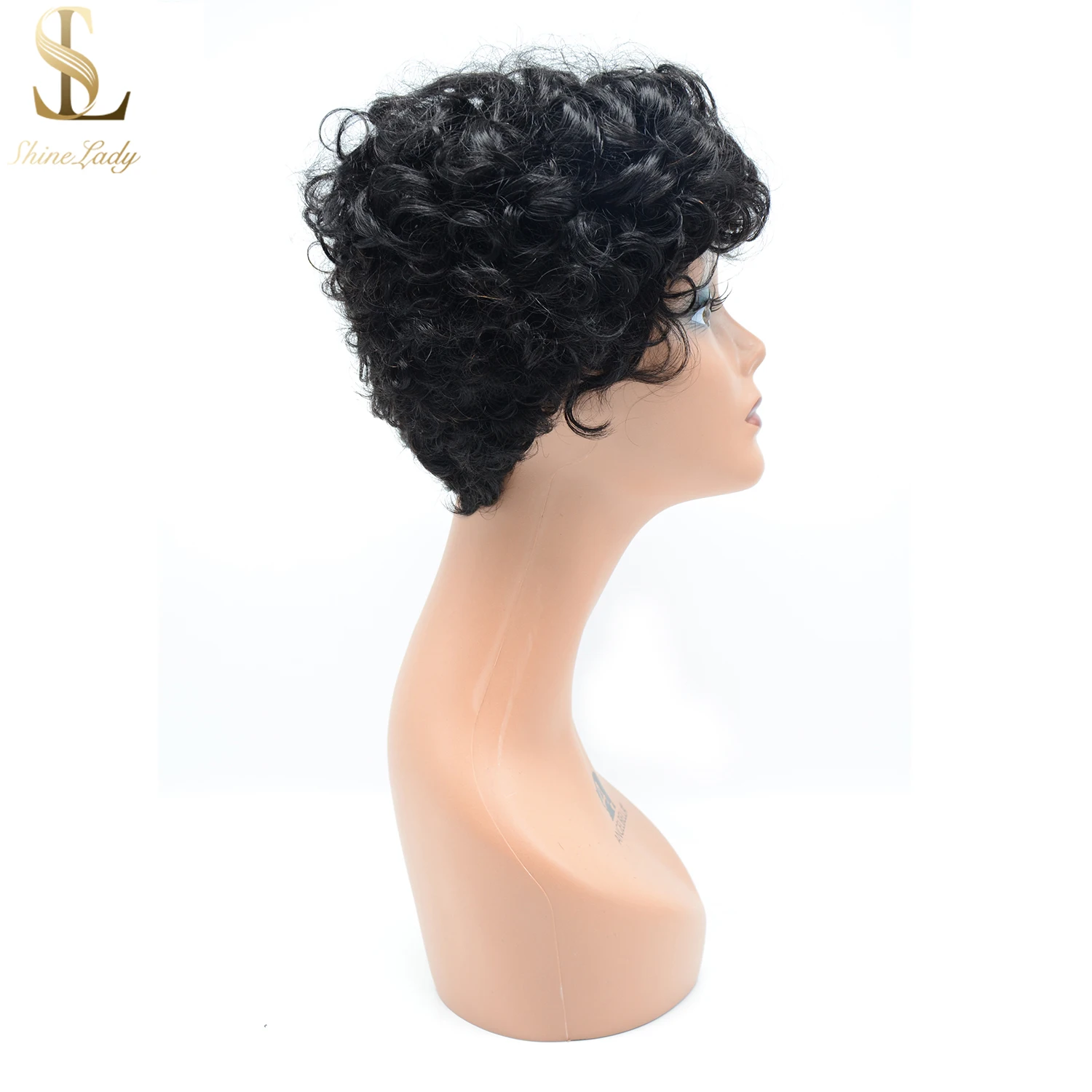 Shinelady Brazilian Hair Spiral Curly Wig 1b# Irregular Wigs Glueless Short Human For Black Women | Шиньоны и парики