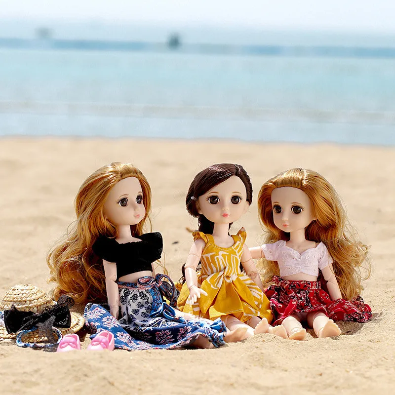 

New 1/6 Bohemia Style Dress Up BJD Doll with Clothes 36 Cm Manual DIY Movable Joint Beach Holiday Make Up BJD Dolls for Girl Toy
