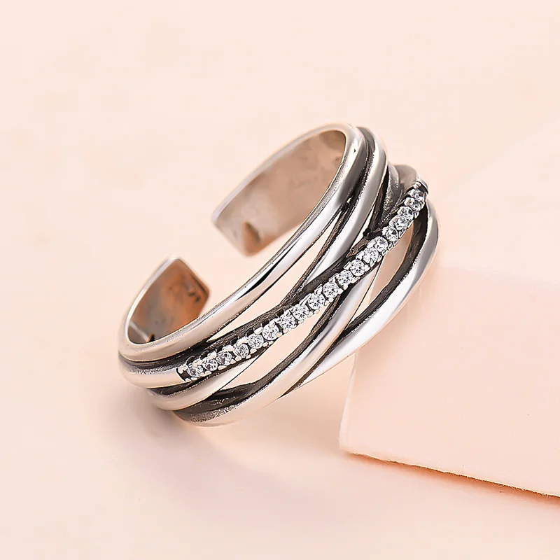 

Style cross multi-layer ring female fashion ins tide zircon open ring retro old jewelry Wholesale