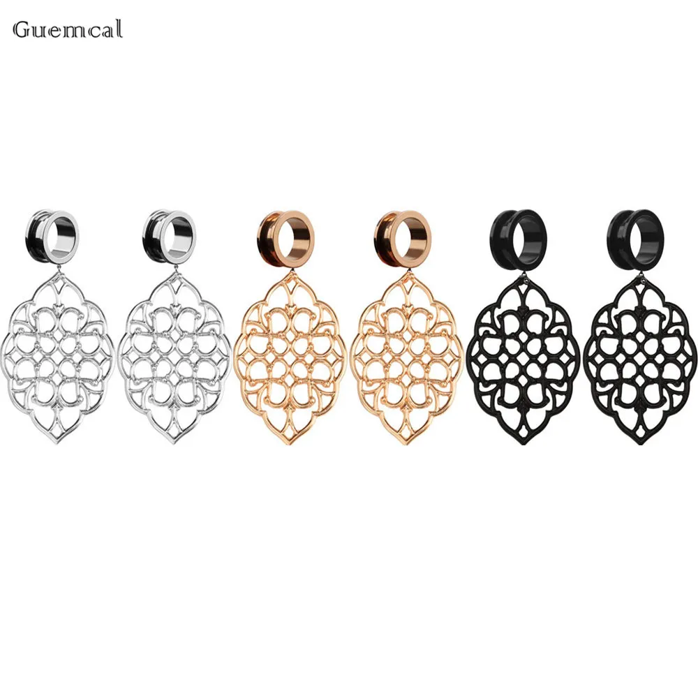 

Guemcal 2pcs Explosive Retro Hollow Geometric Oval Lace Ears Exquisite Piercing Jewelry