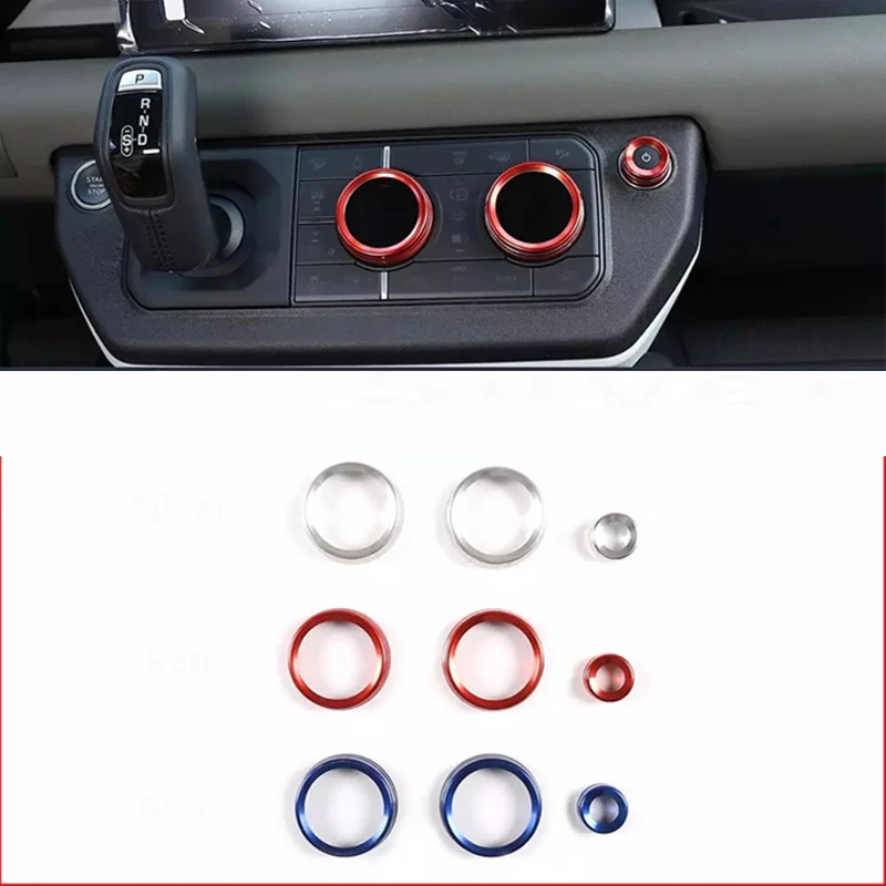 

3 шт., ручки из алюминиевого сплава для регулировки громкости и кондиционера автомобиля Land Rover Defender 110 130 2020