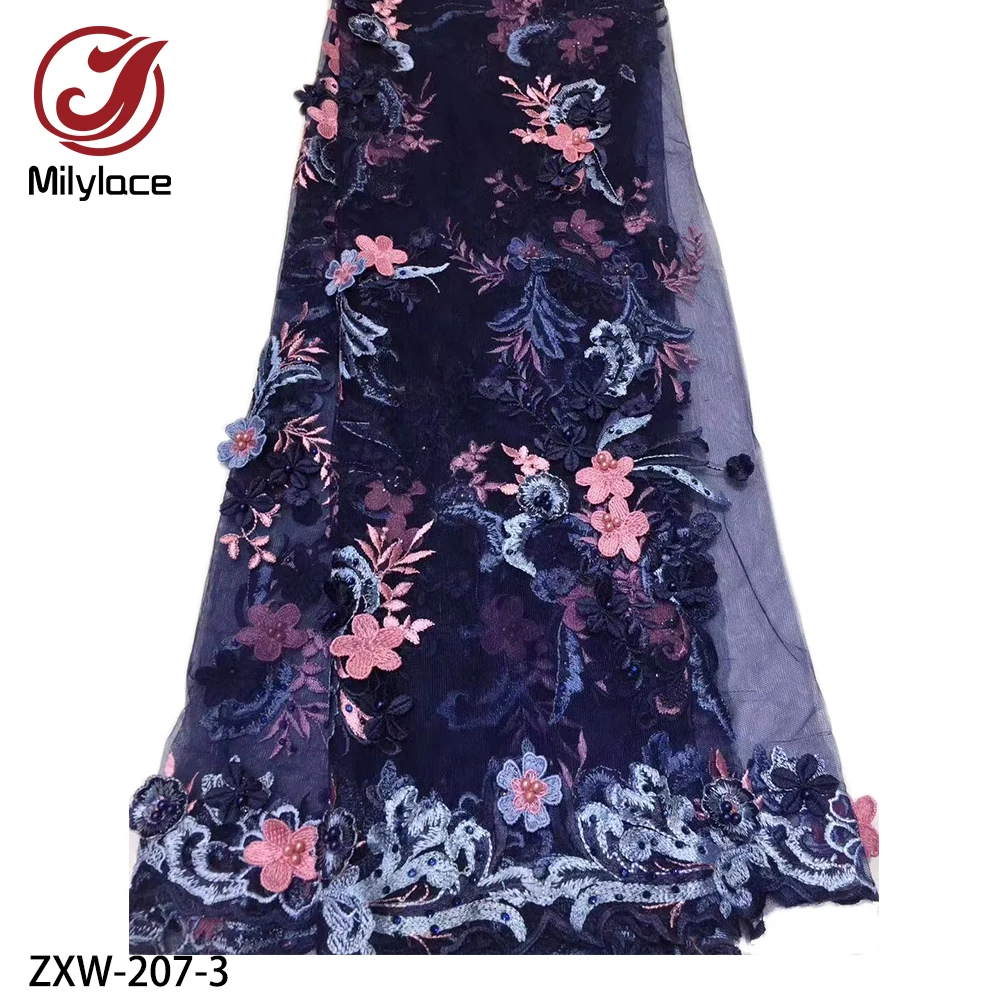Delicate Embroidery 3D Flower Lace Fabric 2019 High Quality French Tulle Mesh for Wedding Dress ZXW-207 | Дом и сад