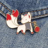 enamel pin creative anime cartoon badge little fox brooch clothes backpack jacket lapel pin jewelry accessories decoration