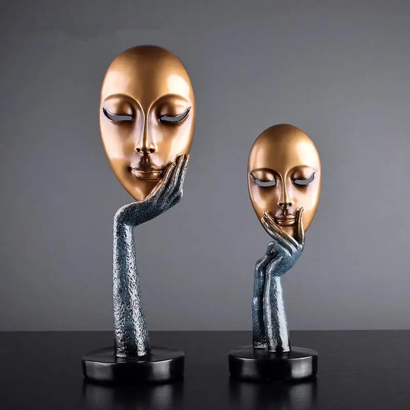 

12.5*38.5cm New Creative Character Mask Sculpture Statue Resin Crafts Living Room Study Home Decoration Decoration Crafts