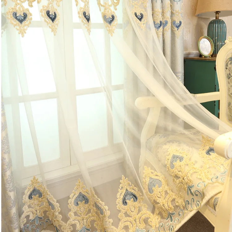 

Custom European Luxury Curtains for Living Room Bedroom Curtains High-End tie rong Embroidered Curtains High-Grade