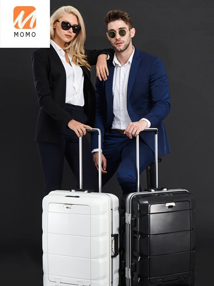 Multi-Functional Open Luggage Small 20-Inch Business Travel Boarding Bag Aluminum Frame Trolley Suitcase |