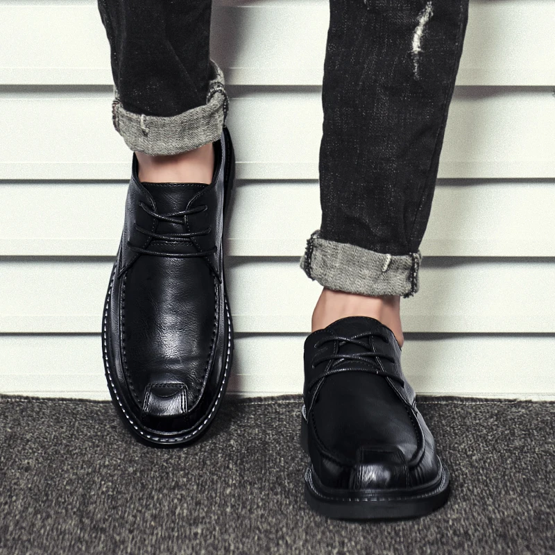 Модная мужская обувь из натуральной кожи Повседневная Уличная на шнуровке