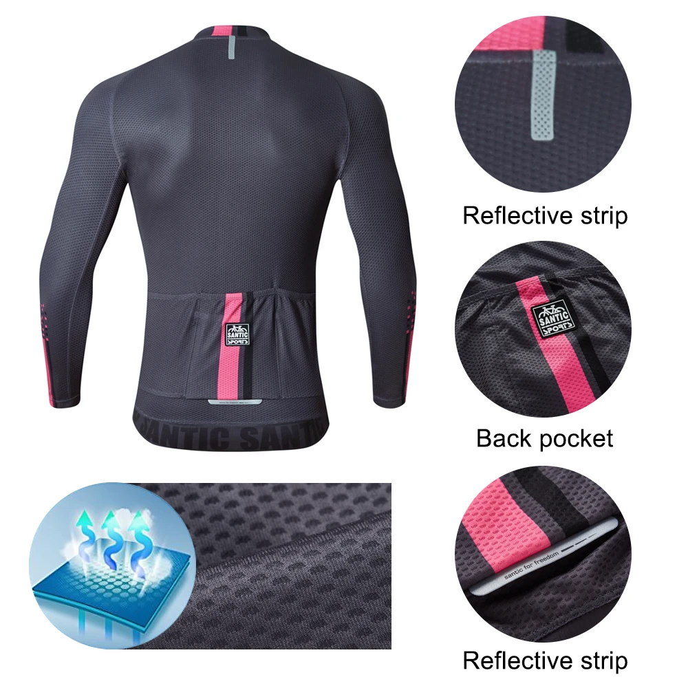 Santic мужские трикотажные изделия с длинными рукавами для велоспорта Pro Fit удобные