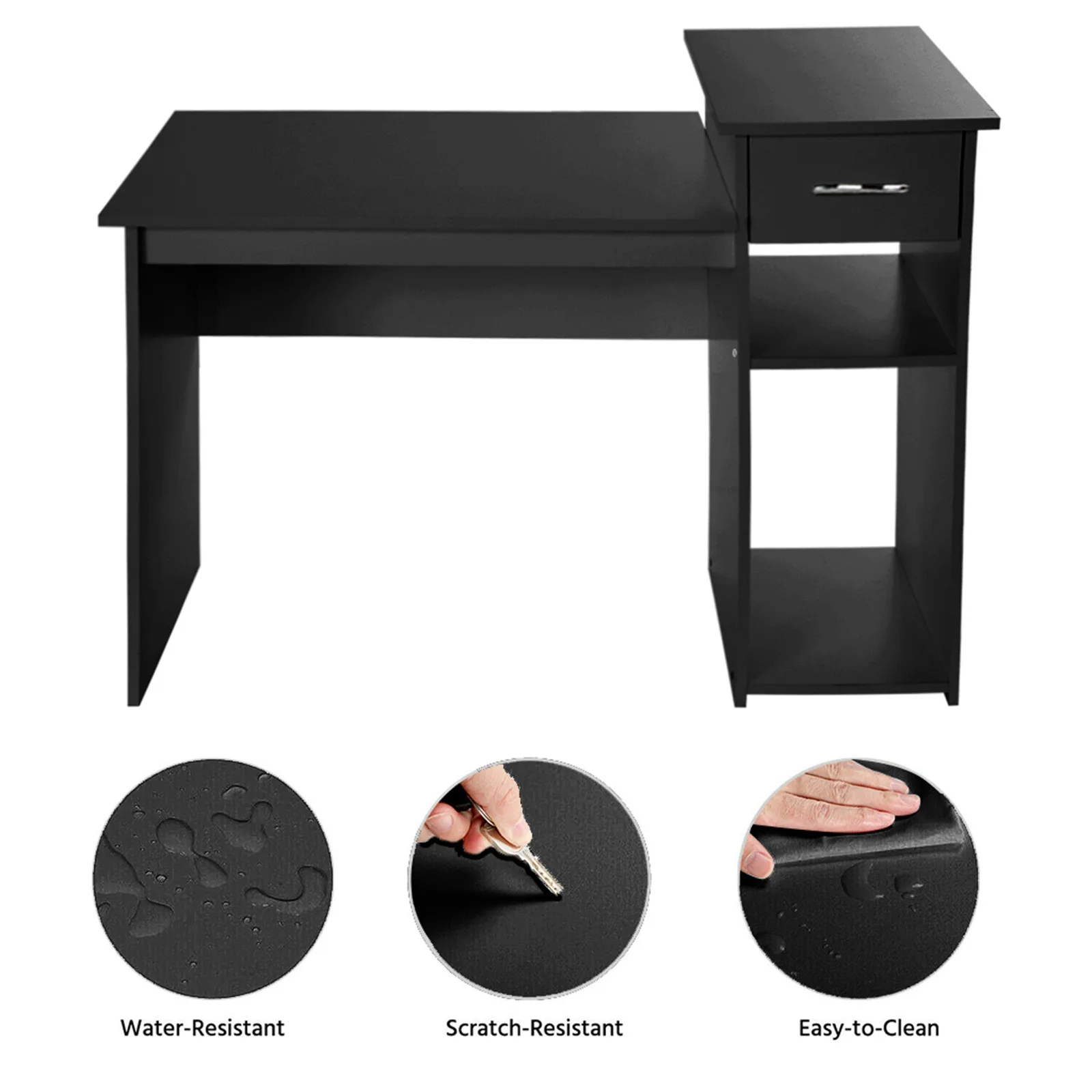 

Upgraded Computer Laptop Desk Modern Style Computer Desk Tiers Bookshelf for Home Office Studying Living Room