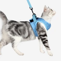 lightweight cat walking harness vest collar adjustable chest strap flexible fabric material vest for cats supplies