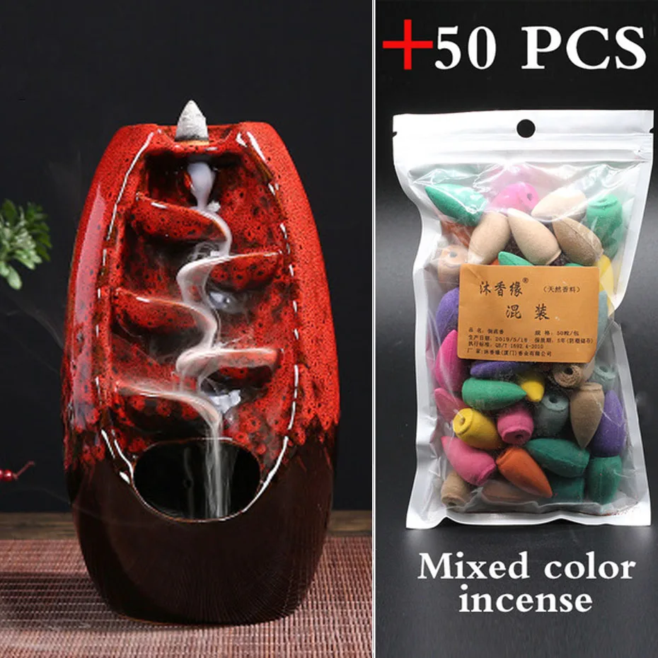 

2021 Mountain River Handicraft Incense Holder Ceramic Backflow Waterfall Smoke Incense Burner Home Decor best Christmas gift