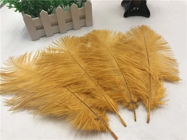 golden 10 шт. натуральные страусиные перья 15-20 см/6-8 дюймов Свадебные украшения вечерние торжественные реквизиты - Цвет: golden