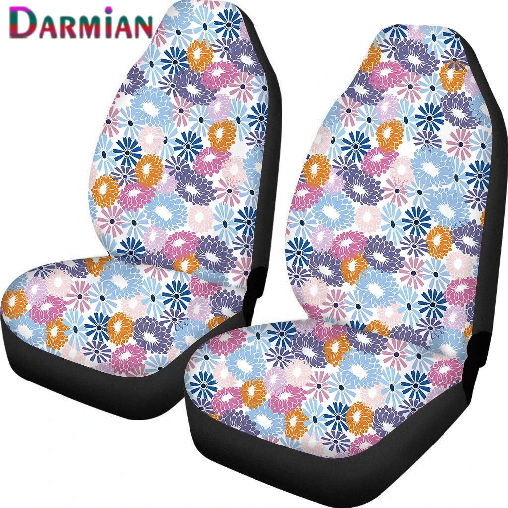 

DARMIAN 2Pieces Car Seat Covers Colorful Daisy Pattern Print Car Seat Covers Simply Style Design Automotive Interior Accessories