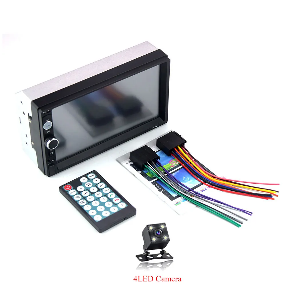 2 din автомагнитола 7010B " HD плеер MP5 сенсорный экран цифровой дисплей Bluetooth Мультимедиа USB 2din Авторадио автомобильный монитор резервного копирования - Цвет: 3-with 4LED camera