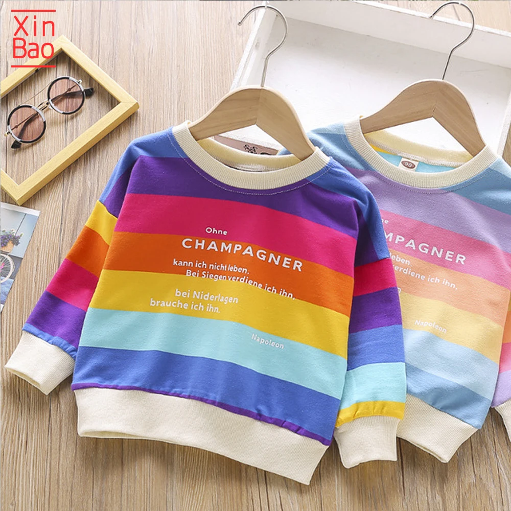 XINBAO 2020 радужные толстовки для девочек и мальчиков с длинным рукавом полосатый