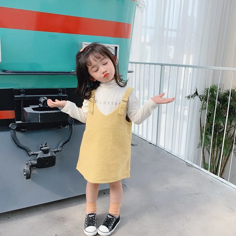 2019 г. Новое поступление Осеннее хлопковое однотонное модное вельветовое платье