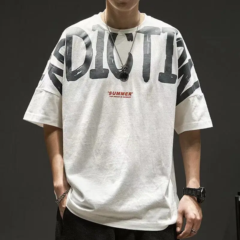 

Футболка мужская с надписью, уличная одежда в стиле хип-хоп, хлопковая рубашка оверсайз с коротким рукавом, в стиле Харадзюку, лето