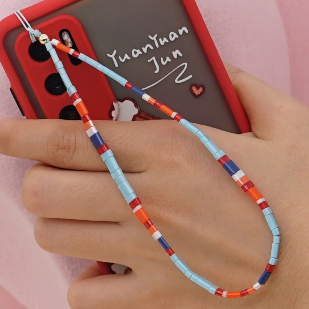 

MIQNUS Colorful Tila Bead Mobile Phone Chain Cellphone Strap Anti-lost Lanyard For Women Summer Jewelry Phone Accessories