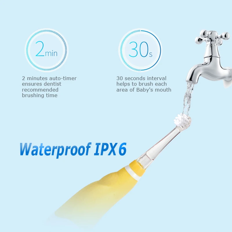 Щетка Зубная Seago Детская электрическая зеленая/желтая со светодиодной