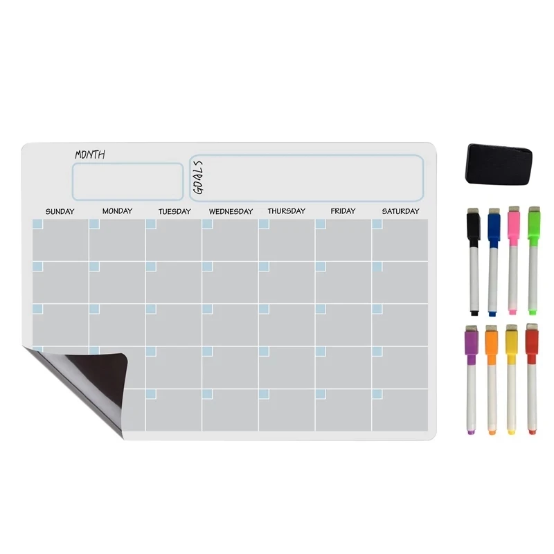 

Магнитная доска A3, сухой стираемый календарь, набор, белая доска, Еженедельный планировщик для холодильника, кухни, дома
