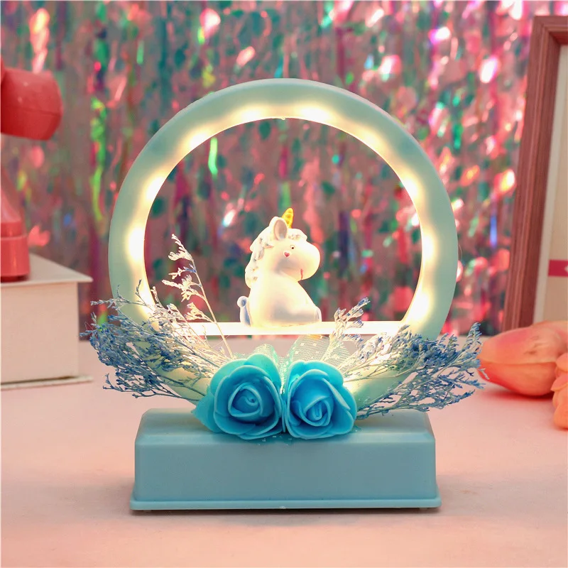

Cartoon Resin LED Unicorn Nightlight Birthday Gift for Girl Children's Room Decoration Christmas Unicorn Party Decor xx22