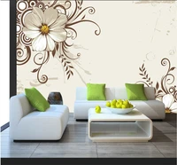 custom wallpaper mural modern simple black and white flowers tv background wall 8d waterproof wall cloth