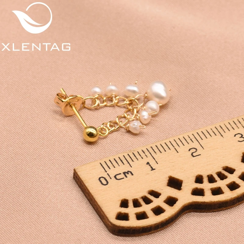 XlentAg серьги-подвески с натуральным пресноводным жемчугом для женщин, подарок, 925 пробы серебряные Висячие серьги, ювелирные изделия GE0674