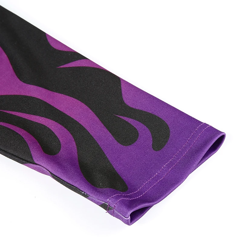 HEYounGIRL/женская футболка Харадзюку с принтом пламени огня, повседневная черная женская футболка с длинным рукавом, топы, футболки, высокая уличная укороченная футболка