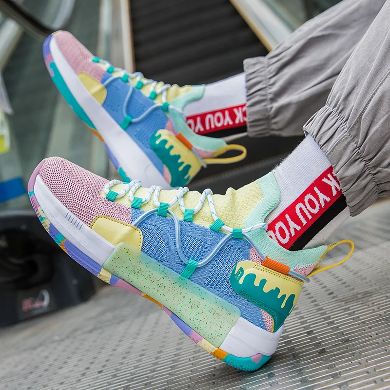 Мужские модные дизайнерские уникальные разноцветные кроссовки с защитой от