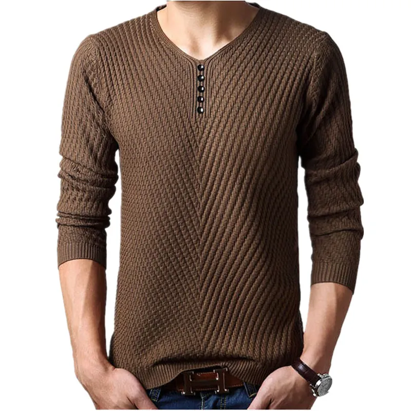

M-4XL Winter Henley Neck Sweater Men Cashmere Pullover Christmas Sweater Mens Knitted Sweaters Pull Homme Jersey Hombre 2021