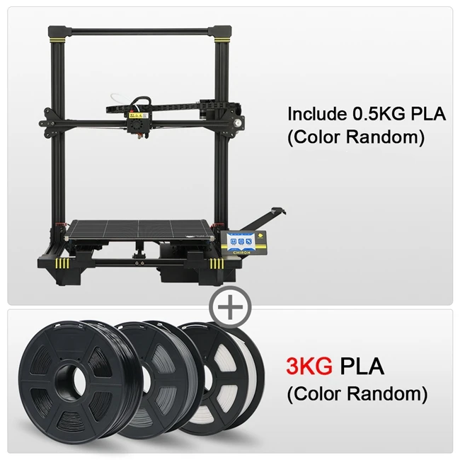 ANYCUBIC 3d принтер Chiron крупнейший TFT экран ultracase экструдер двойной Z Axisolor обновленная PLA нить 3d drucker размера плюс - Цвет: Chiron  add 3KG